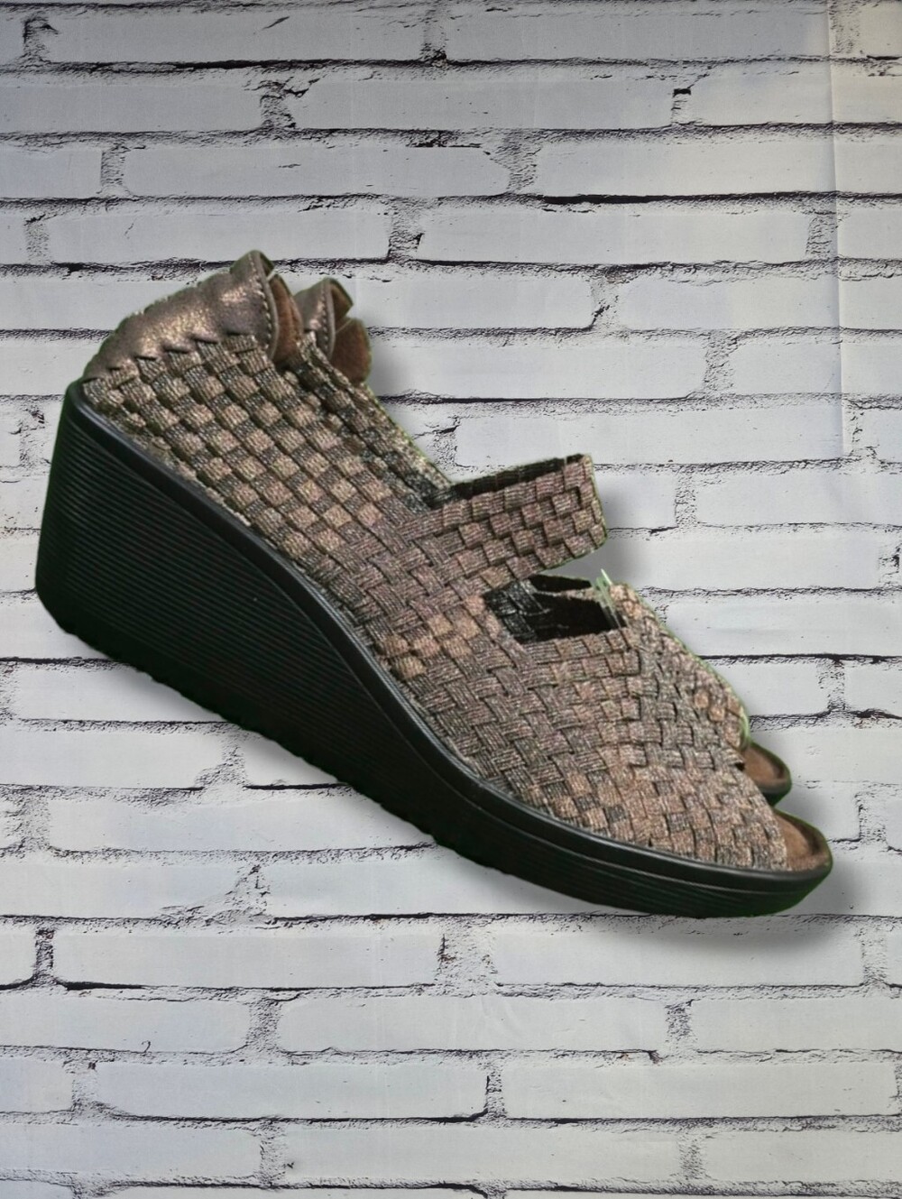 BARETRAPS | UMMA ELASTIC WOVEN PEEP-TOE MARY JANE WEDGE SANDALS
